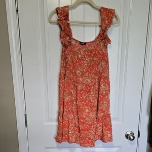 ODDY Vibrant Orange Floral Dress / Long Tank 1X